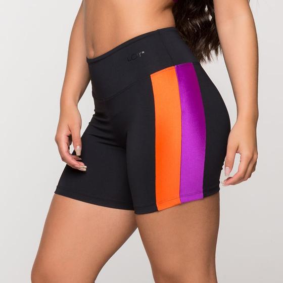 Imagem de Short Fitness Poliamida com Faixa Roxa e Laranja Paris