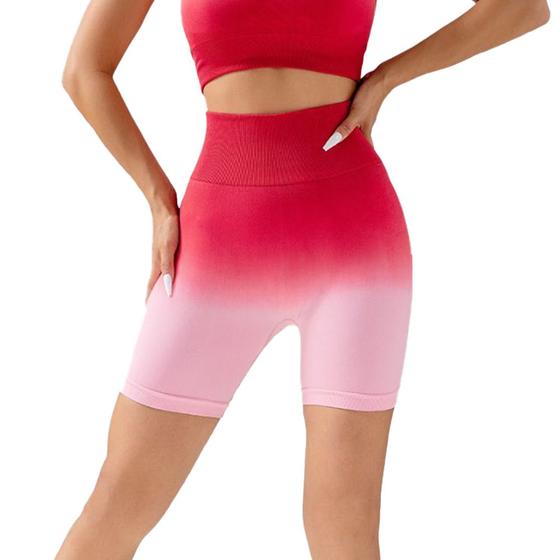 Imagem de Short Flexível Cintura Alta Sem Costura Modelo Feminino Para Academia