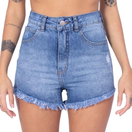 Imagem de Short Hot Pant Jeans Destroyed Azul Médio Lady Rock