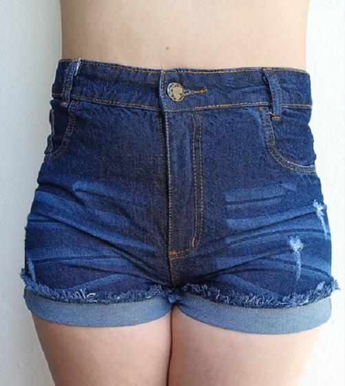 Imagem de Short Jeans Feminino Cintura Alta Com Lycra