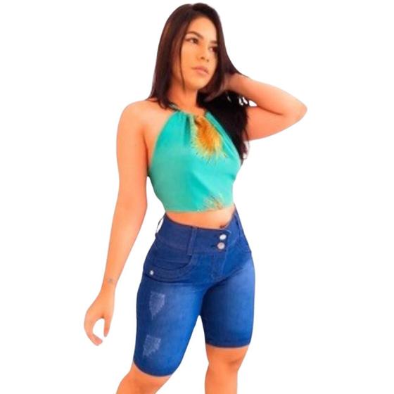 Imagem de Short Jeans Feminino Cintura Alta: confiança garantida.