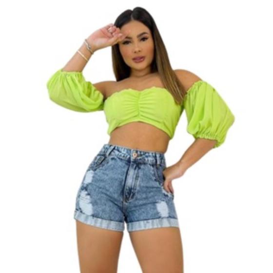 Imagem de Short Jeans Feminino destroyed Jeans Premium Da moda Short curto