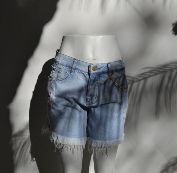 Imagem de Short Jeans Print Boyfriend Lavagem Clara Tamanho 38