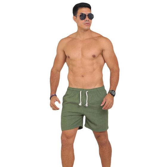 Imagem de Short Linho Masculino Bermuda Casual Mauricinho Premium Leve Slim Praia