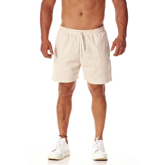 Imagem de Short Linho Masculino Casual Bermuda Confortável Moderna Moda Verão Tendência Lazer Passeio