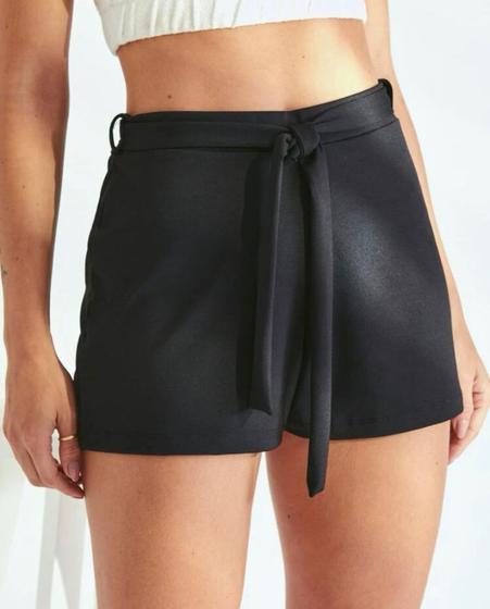 Imagem de Short malha crepe laço na cintura moda casual estilo feminina