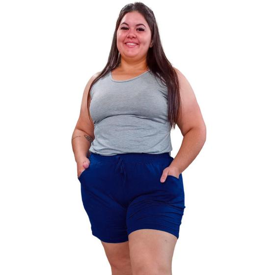 Imagem de Short Malha Viscolycra Plus Size G1 ao G6 Básico Com Bolsos Soltinho Fresquinho Verão