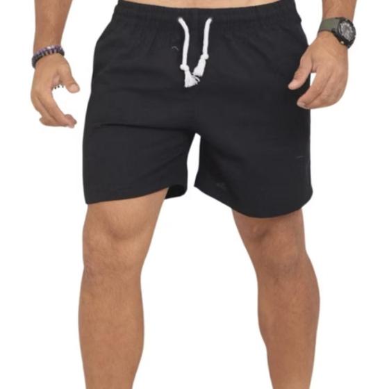 Imagem de Short Masculino Branco Linho ajuste modelo Mauricinho Tendencia Bege e Preto Moda Praia