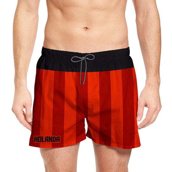 Short Masculino Holanda Estampa Copa País Verão Curto Moda Bueno