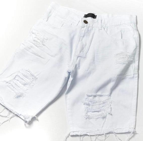 Jeans Rasgada Short Branco Masculino Jeans Bermuda Degrant Jeans