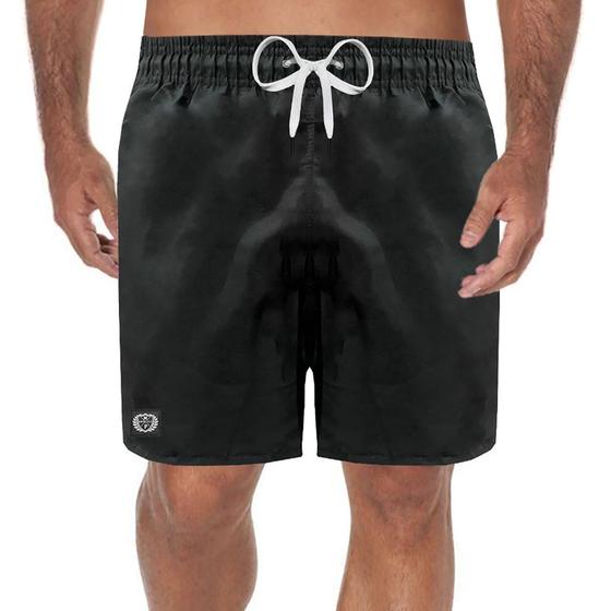 Imagem de Short Masculino Moda Praia Liso Cordão Branco