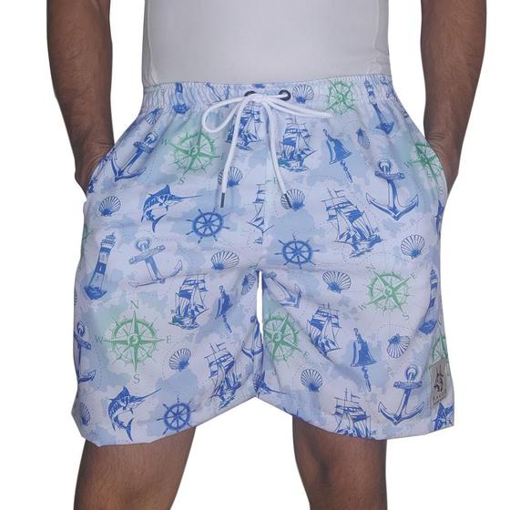 Imagem de Short Masculino Tactel Estampado Mar Praia Verão Conforto