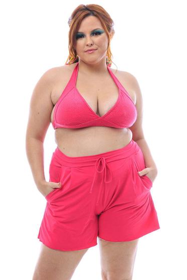 Imagem de Short Plus Size Cintura Alta Pink Flower