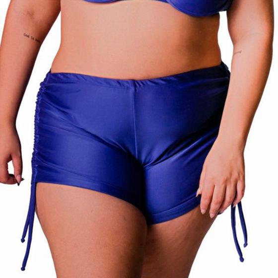 Imagem de Short Plus Size Com Ajuste Lateral Lycra Praia Azul