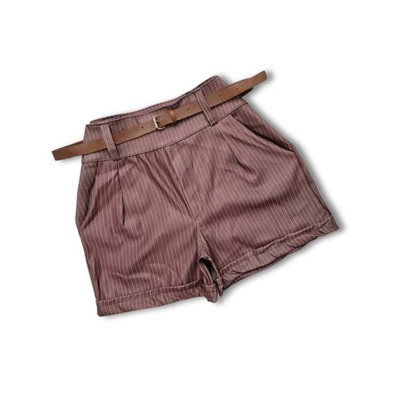 Imagem de Short Plus Size Risca de Giz  Com Cinto e Bolso Barra 0522