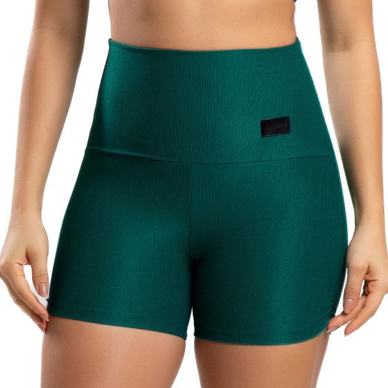 Imagem de Short Poliamida Canelado Verde Massam Fitness