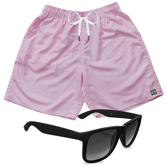 Imagem de Short Praia Bermuda Mauricinho Rosa Claro + Óculos Preto