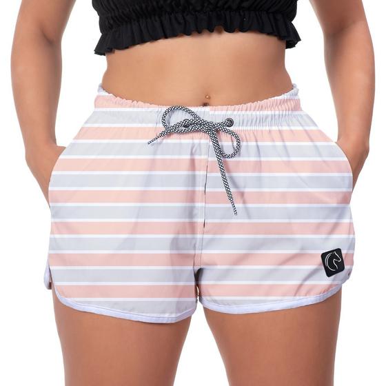 Imagem de Short Praia Feminino W2 Branco Estampado Academia Caminhada Corrida Qualidade