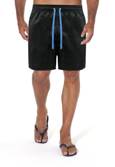 Imagem de Short Praia Mauricinho Masculina Preta Com Cordão Neon Azul