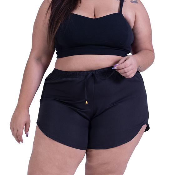 Imagem de Short Praia Plus Size Feminino Tactel Bermuda Soltinha Tamanho Especial 