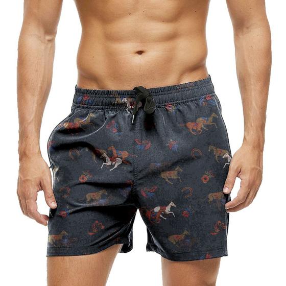 Imagem de Short Praia Shorts Banho Bermuda Verão Cavalos Arte Horse 450