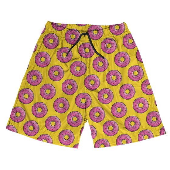 Imagem de Short Praia Shorts Banho Bermuda Verão Donuts Doce Rosa 74