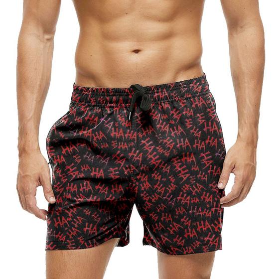 Imagem de Short Praia Shorts Banho Bermuda Verão Haha Haha Red Vermelho Risada 411