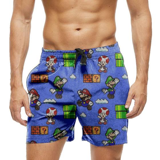 Imagem de Short Praia Shorts Banho Bermuda Verão Jogo Game Retro Pixel 475