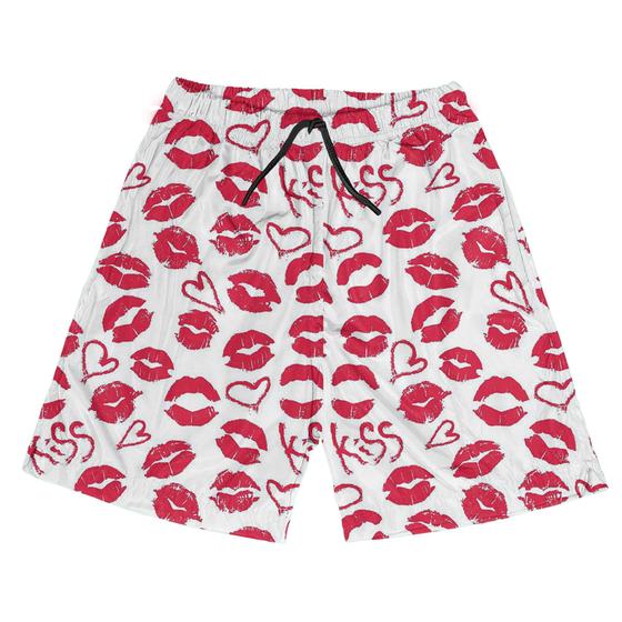 Imagem de Short Praia Shorts Banho Bermuda Verão Kiss Batom Red Vermelho 150