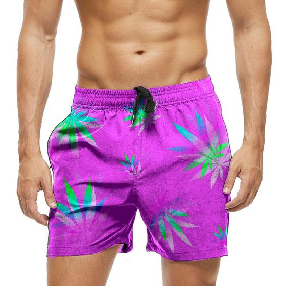 Imagem de Short Praia Shorts Banho Bermuda Verão Planta Folhas Vibes Chroma 1118