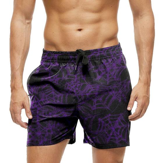 Imagem de Short Praia Shorts Banho Bermuda Verão Teia Cartoon Roxo Purple 378