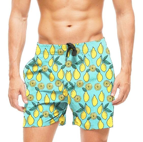 Imagem de Short Praia Shorts Banho Calção Limão Full Print 786