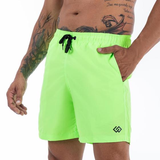 Imagem de Short Praia Tactel Verde Neon Slim Basico Masculino Premium