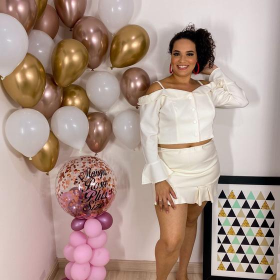 Imagem de Short Saia Curto Off White Plus Size