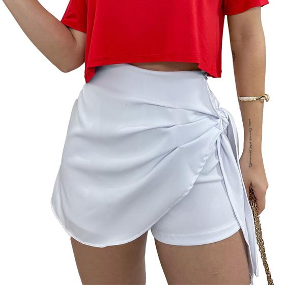 Imagem de Short Saia Feminino Alfaiataria Soltinho De Amarrar Verão