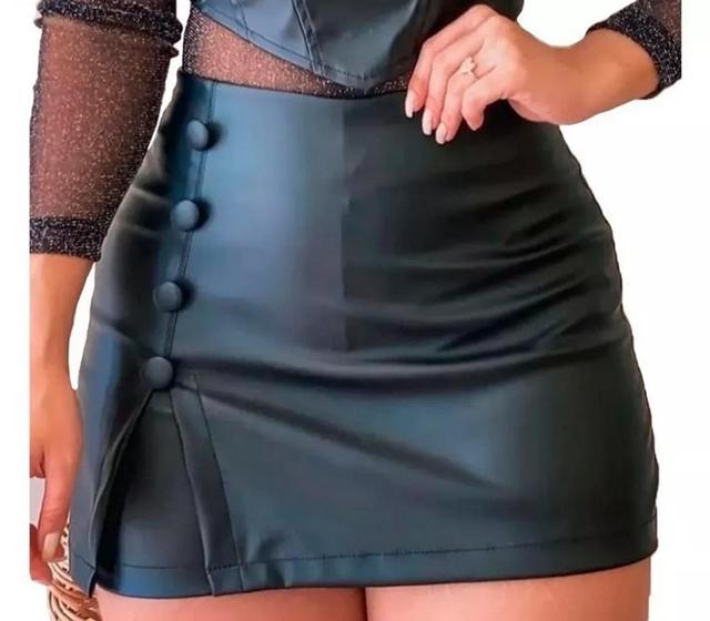 Imagem de Short Saia Feminino De Botão Short  Com Fenda 