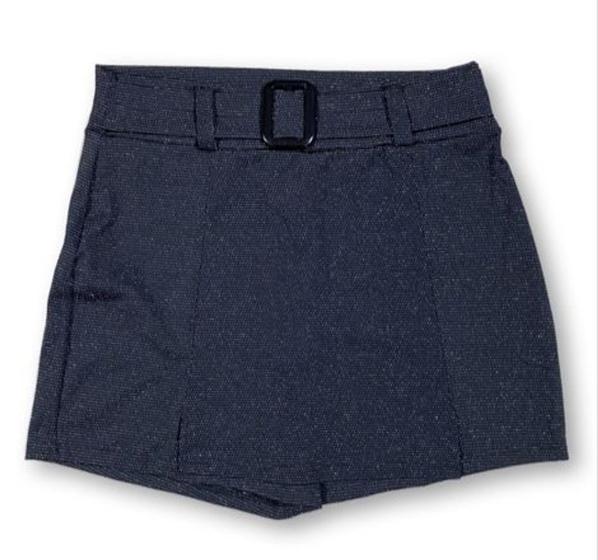Imagem de Short saia feminino lurex cinto embutido fivela quadrada moda feminina
