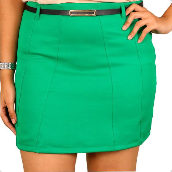 Imagem de Short Saia Feminino Plus Size Alfaiataria Social Detalhe Pregas Com Cinto 