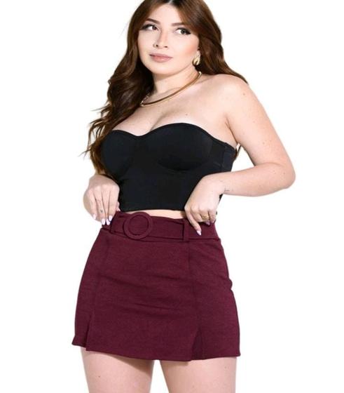 Imagem de Short saia feminino Tecido crepe com cinto fixado elegante