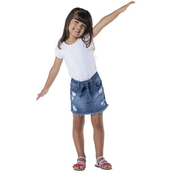 Imagem de Short Saia  Jeans Estonado Infantil Menina - Mania Kids