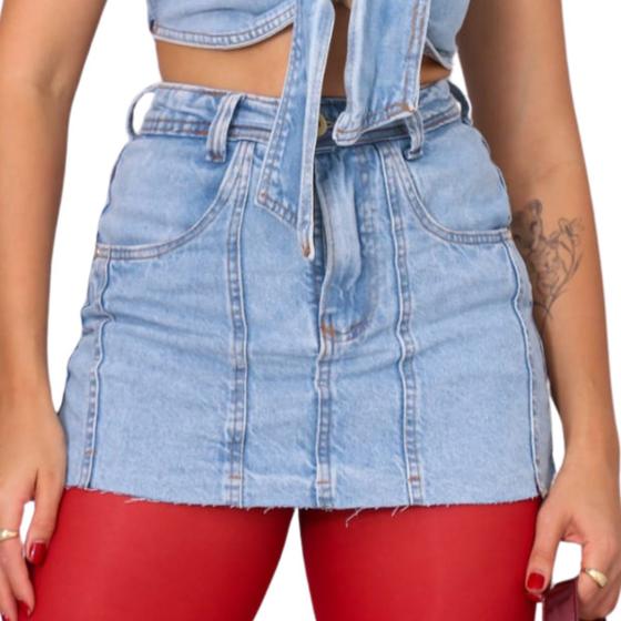 Imagem de Short Saia Jeans feminino cintura alta