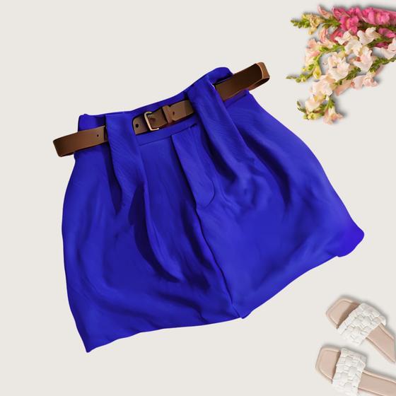 Imagem de Short Saia Plus Size  Feminino Frente e Costa com Cinto de Couro