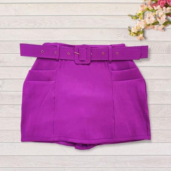 Imagem de Short Saia Plus Size Frente e Costas/trás com Cinto e Bolso 0071