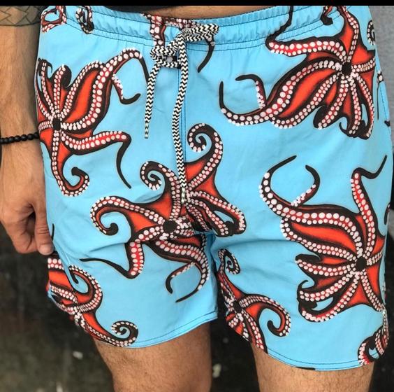 Imagem de Short  tactel summer/ Kawipii/ masculino/cor azul estampa estrela do mar