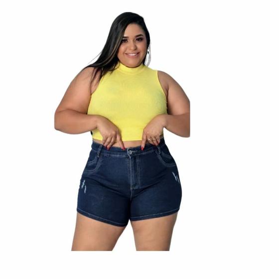 Imagem de Shorts Azul Plus Size com detalhes nas pernas - 186