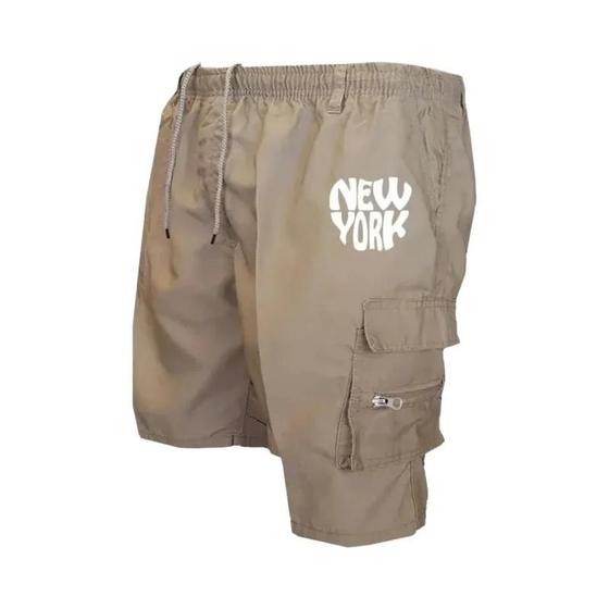 Imagem de Shorts Cargo Masculino para Praia - Estampa Nova York, com Cordão