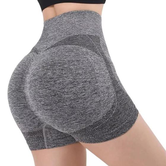 Imagem de Shorts Cinza Feminino Cintura Alta Sem Costura Empina Bumbum