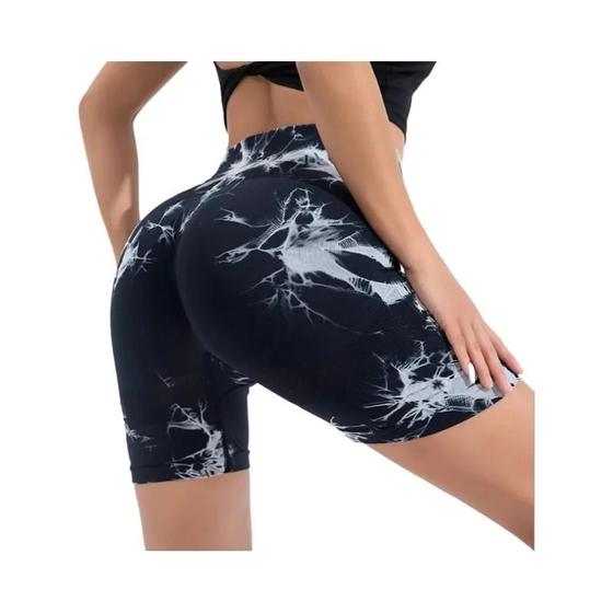 Imagem de Shorts de Treino Feminino Cintura Alta - Bunda Elevador, Sem Costura Tie Dye