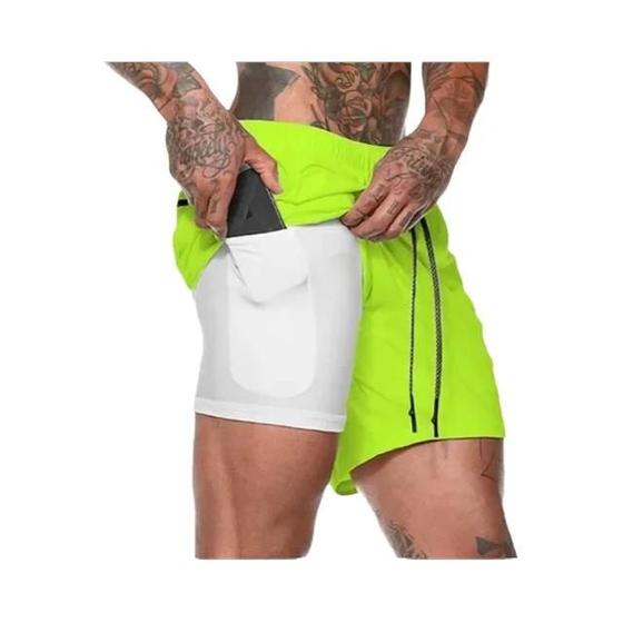 Imagem de Shorts Esportivos Masculinos 2 em 1 - Ideal para Corrida, Praia, Academia e Treinamento