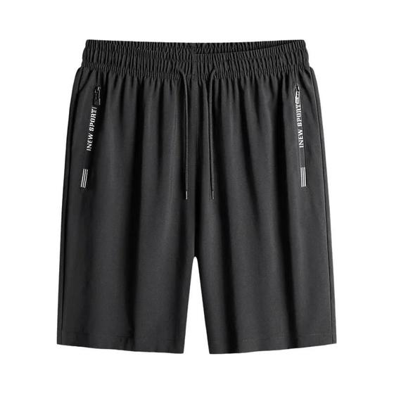 Imagem de Shorts Esportivos Masculinos De Secagem Rápida Para O Verão Com Bolsos Com Zíper, Cordão Sólido E